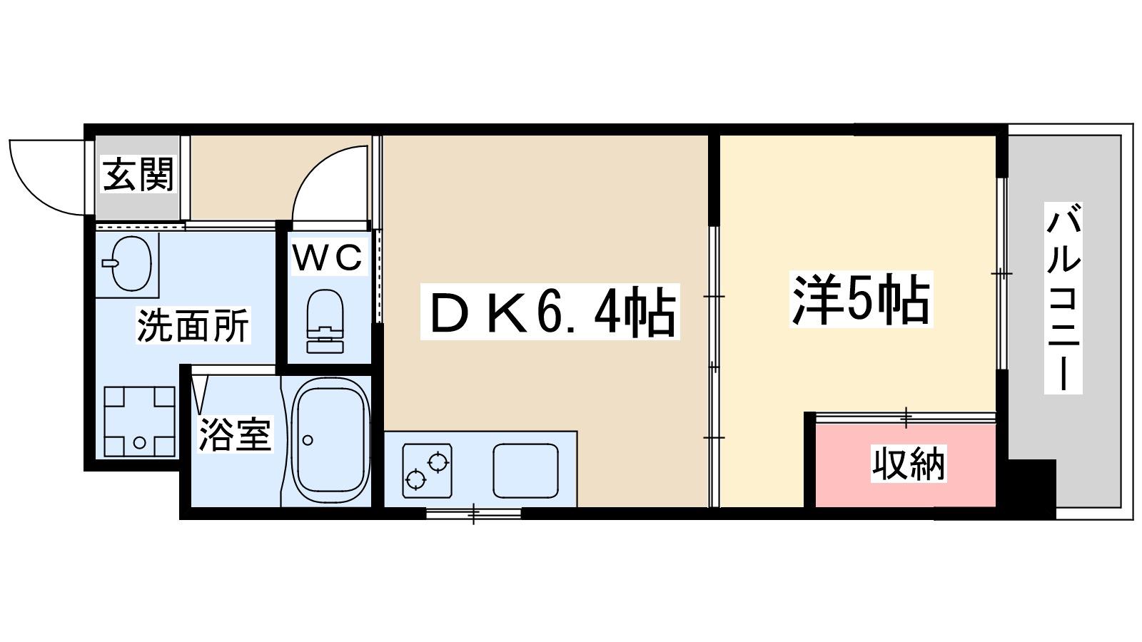 アクアスイート南森町(1DK/4階)の間取り写真