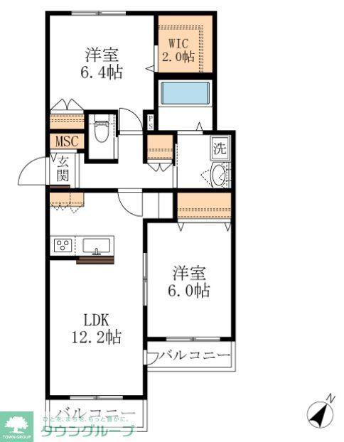 エスペランサ山手(2LDK/2階)の間取り写真