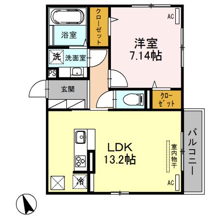 クリスタ(1LDK/3階)の間取り写真