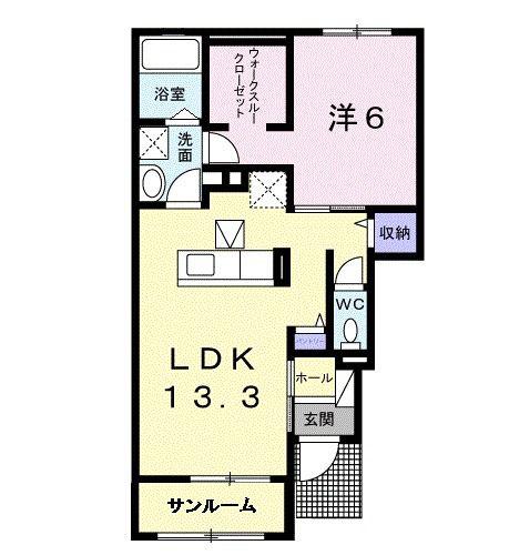 サンライズ 天王西(1LDK/1階)の間取り写真