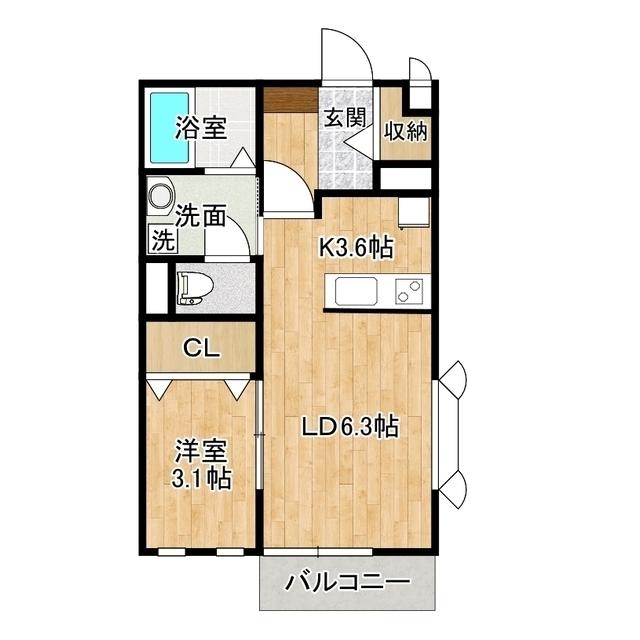 BLOOM SQUARE(1LDK/1階)の間取り写真