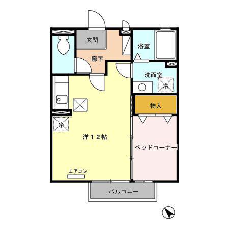 リヴェールタキ(1LDK/1階)の間取り写真