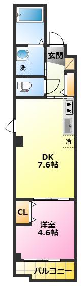 アズーリ小杉(1DK/3階)の間取り写真