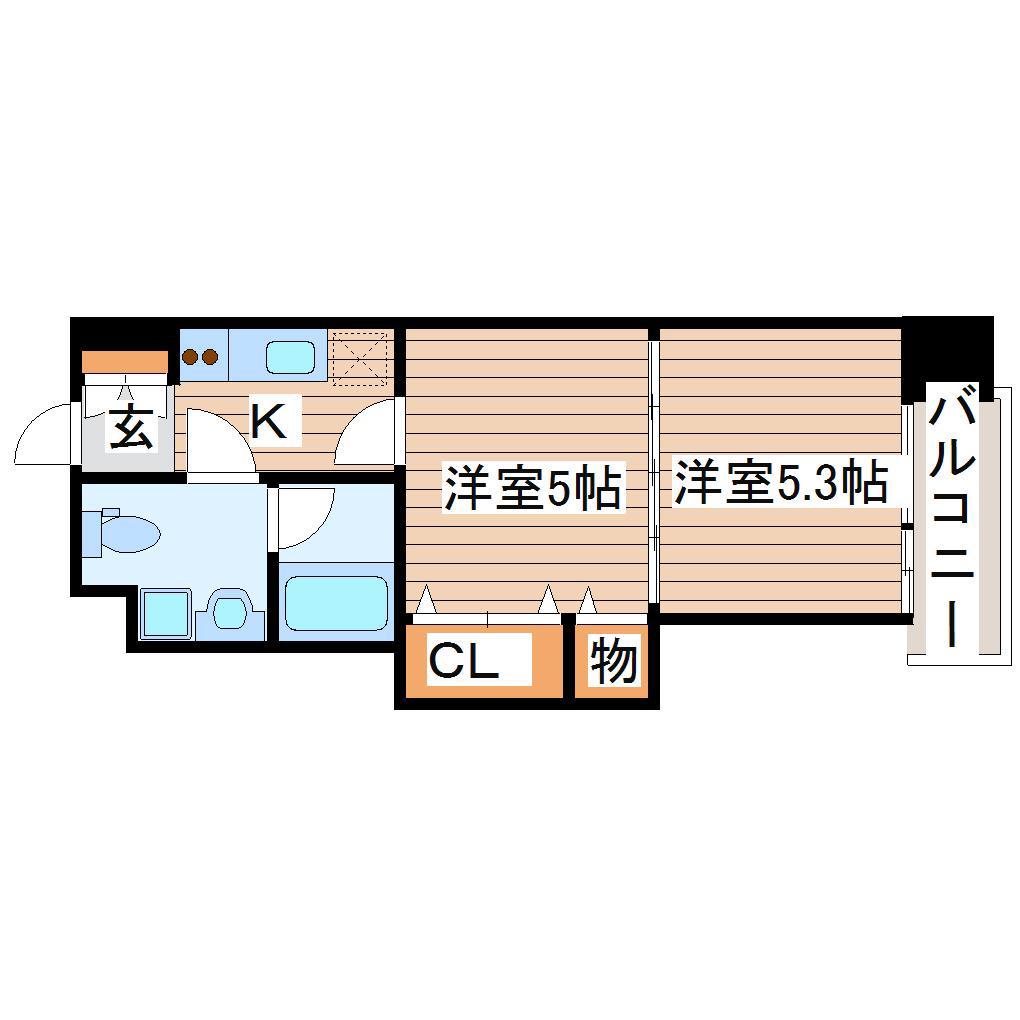 定禅寺HILL(2K/9階)の間取り写真