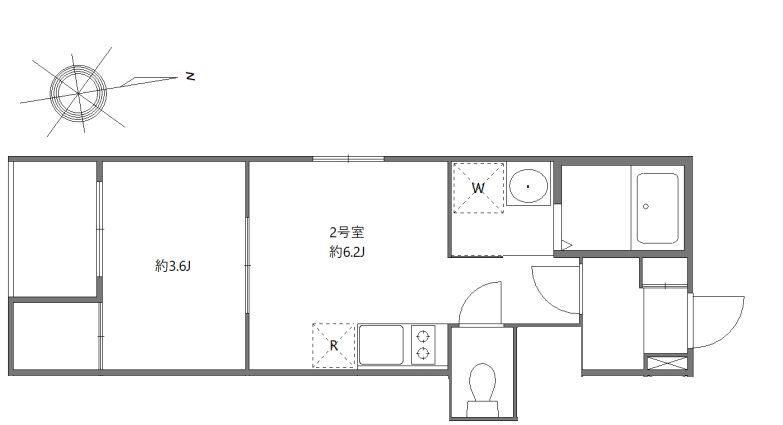 プレデンシア上住吉(1DK/1階)の間取り写真