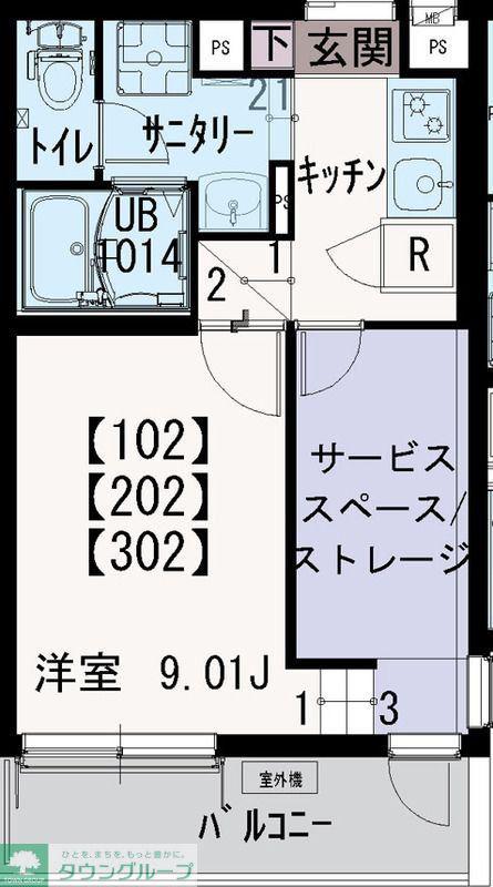 IXO上木崎(2DK/2階)の間取り写真