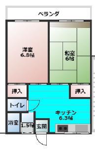 ラッフィナート海運町(2DK/3階)の間取り写真
