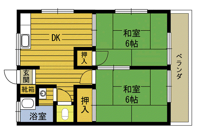 コーポ扇荘(2DK/1階)の間取り写真