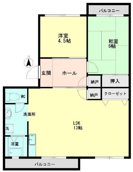 坪田ハイツ(2LDK/3階)の間取り写真