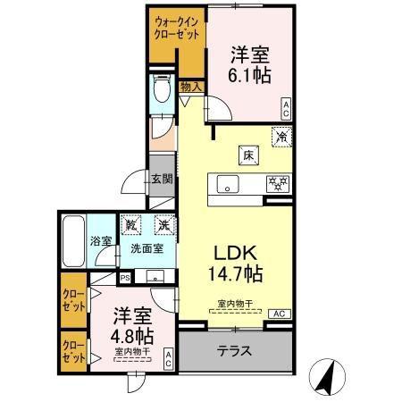ル・グランさくら(2LDK/1階)の間取り写真
