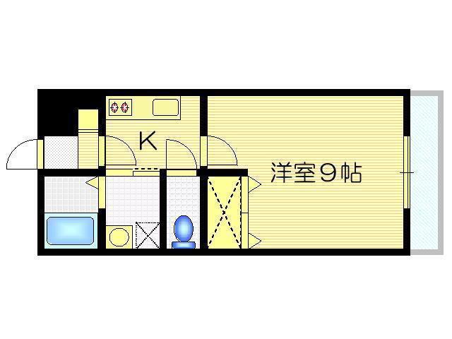 ボアソルテII(1K/2階)の間取り写真