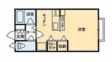 DIフレグランスA棟(ワンルーム/2階)の間取り写真