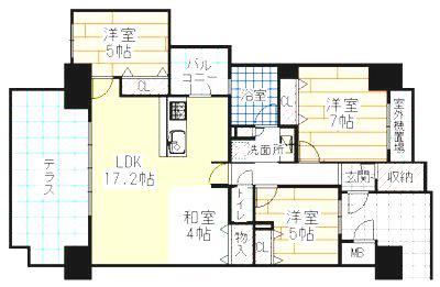 サンパーク原町テラス(3LDK/10階)の間取り写真