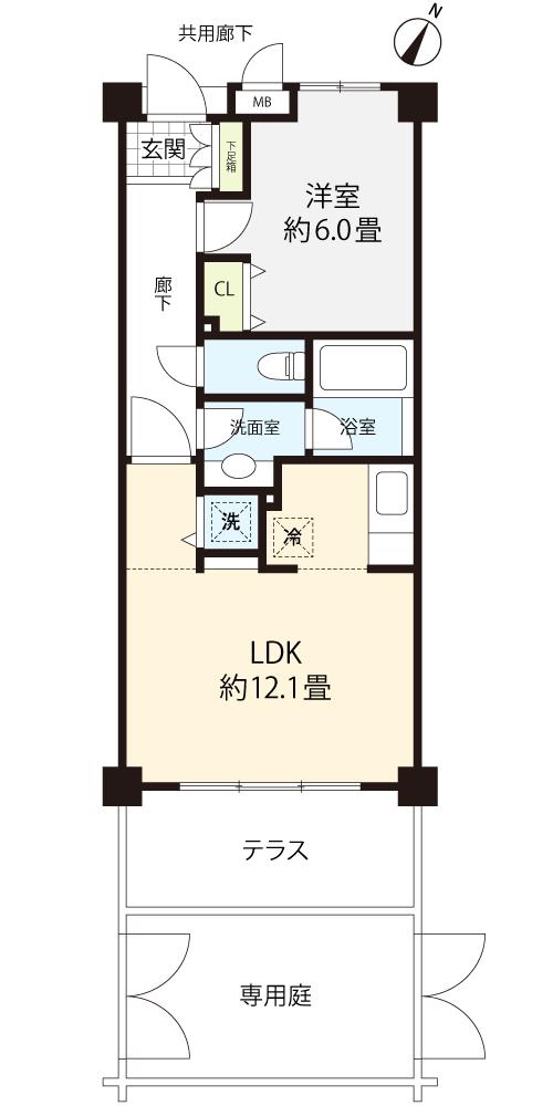 パレミーユガーデンズ(1LDK/1階)の間取り写真