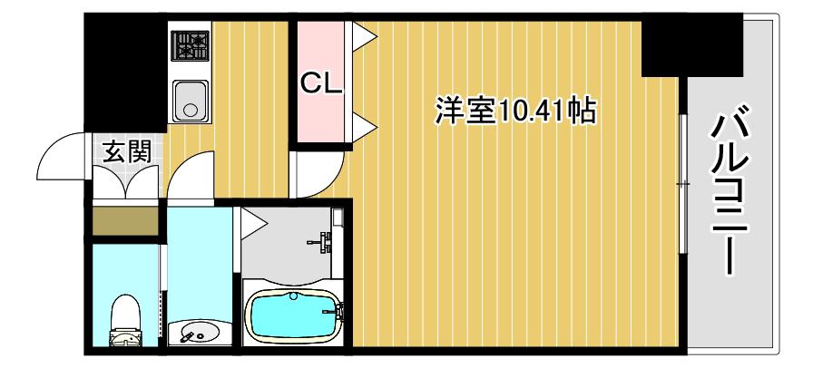 フェアリーコート歌島橋(1K/4階)の間取り写真