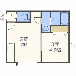 ROYAL COURT SST(1DK/2階)の間取り写真