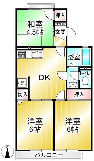 フォレストヒルズ1(3DK/2階)の間取り写真