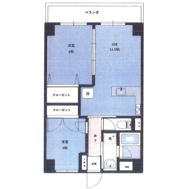 セリタビル(2LDK/5階)の間取り写真