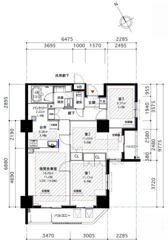 EVERGREEN/向ヶ丘遊園(3LDK/5階)の間取り写真