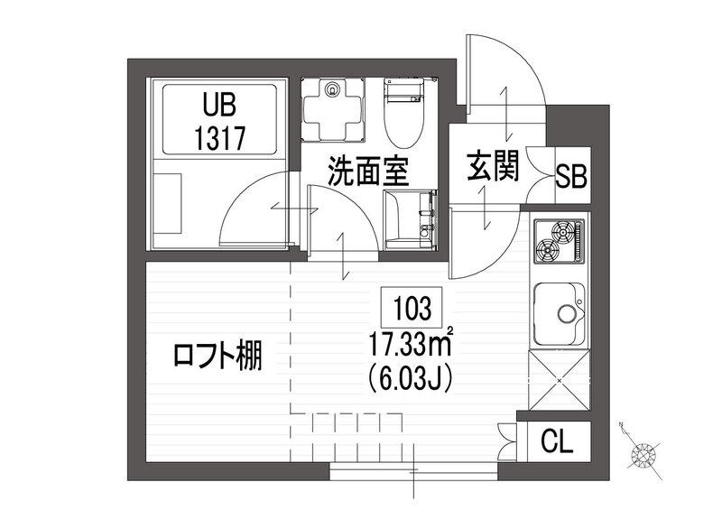 CRASO仙川の丘MEW(ワンルーム/1階)の間取り写真