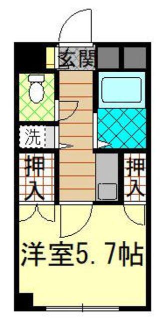 マンションハピネス(1K/1階)の間取り写真