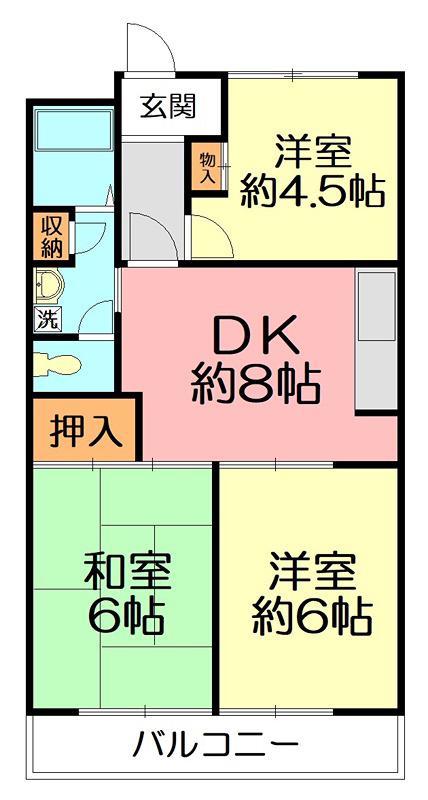 第25明智ビル(3DK/1階)の間取り写真