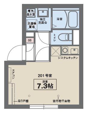 COCOFLAT東中野(ワンルーム/2階)の間取り写真