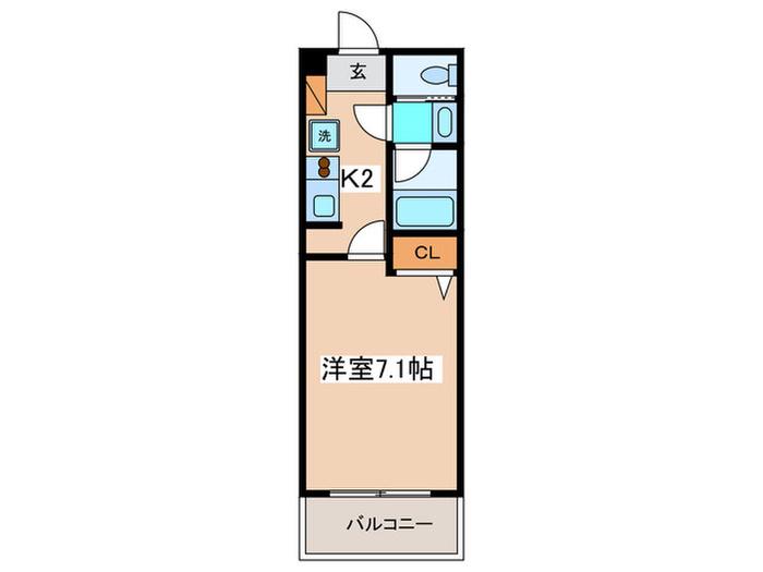 京王線 西調布駅 徒歩5分 3階建 築24年(1K/3階)の間取り写真