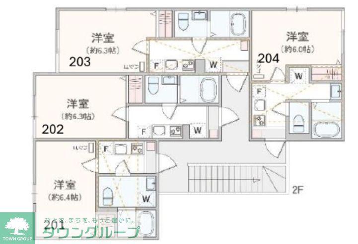 アザーレ・パッシオ上大岡(1K/2階)の間取り写真