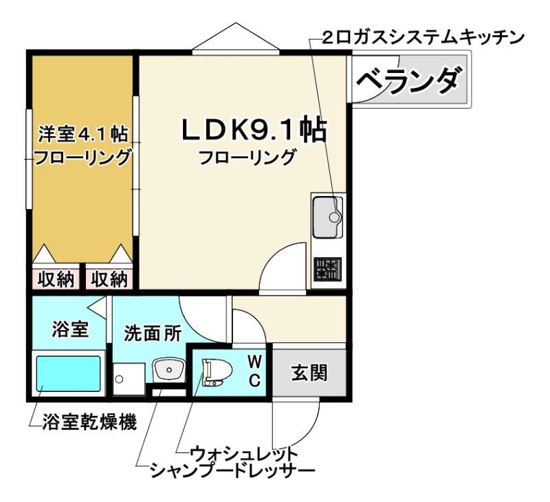 LA-CREA池田リーフィア(1LDK/2階)の間取り写真