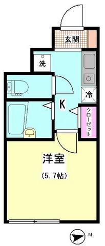 ROW HOUSE 南蒲田(1K/1階)の間取り写真