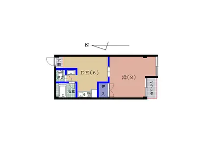 ジュネスイン医大前(1DK/1階)の間取り写真