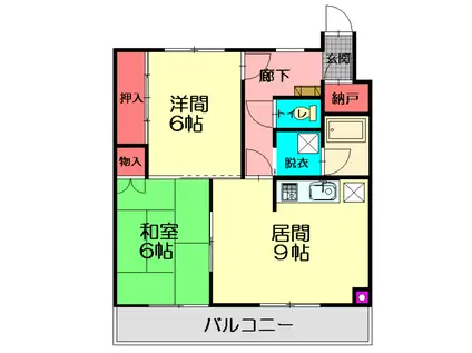 花咲第一マンション(2LDK/2階)の間取り写真