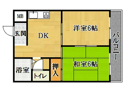 コスモス21パートI(2DK/2階)の間取り写真