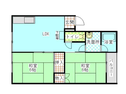 コーポチェリー一本木(2LDK/1階)の間取り写真