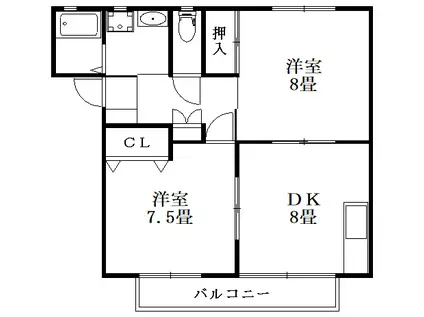 ライトハイツ(2DK/1階)の間取り写真