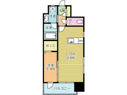 デザイナープリンセス旦過(1LDK/9階)の間取り写真