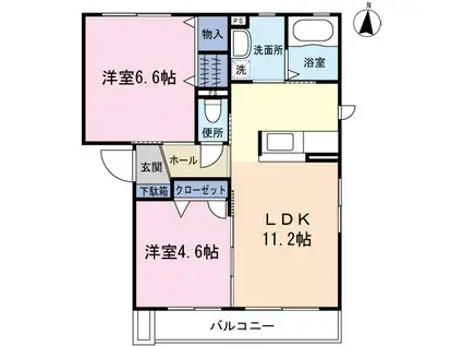 カルド カーサ(2LDK/1階)の間取り写真