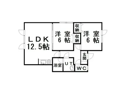 ハイツカネミII(2LDK/1階)の間取り写真