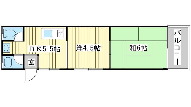 パールハイツ(2DK/2階)の間取り写真