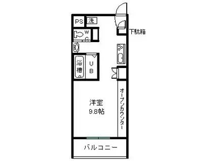 ロイヤルハイム(ワンルーム/4階)の間取り写真