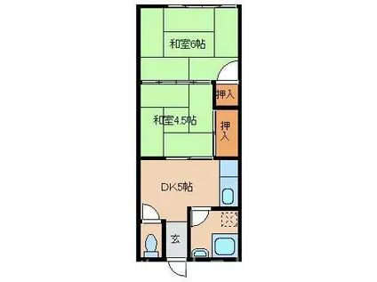 徳田アパート(2DK/2階)の間取り写真