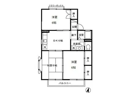 セジュール安永A棟(3DK/2階)の間取り写真