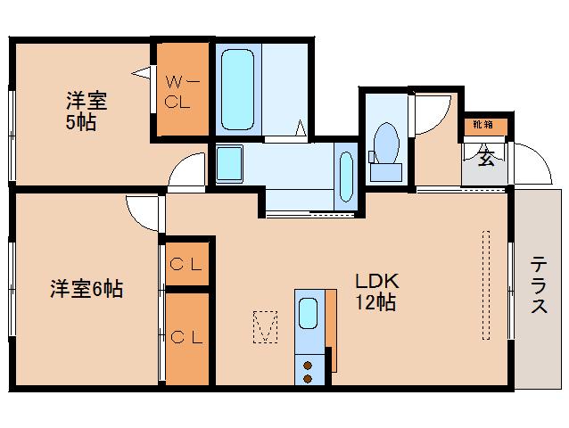 ラルーチェII(2LDK/1階)の間取り写真