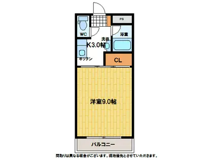 ビクトリーハイツ新港(1K/2階)の間取り写真