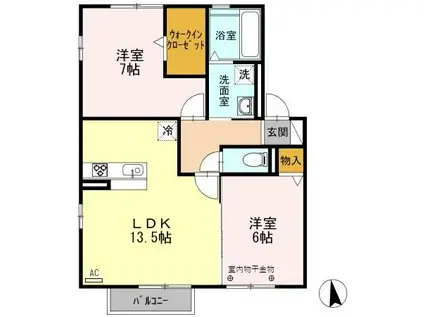 フレンドOSD C(2LDK/2階)の間取り写真