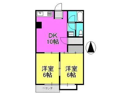 キンガハイツ橋本(2DK/1階)の間取り写真