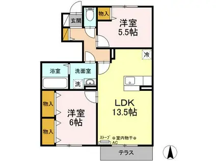 リビングタウン青葉(2LDK/1階)の間取り写真