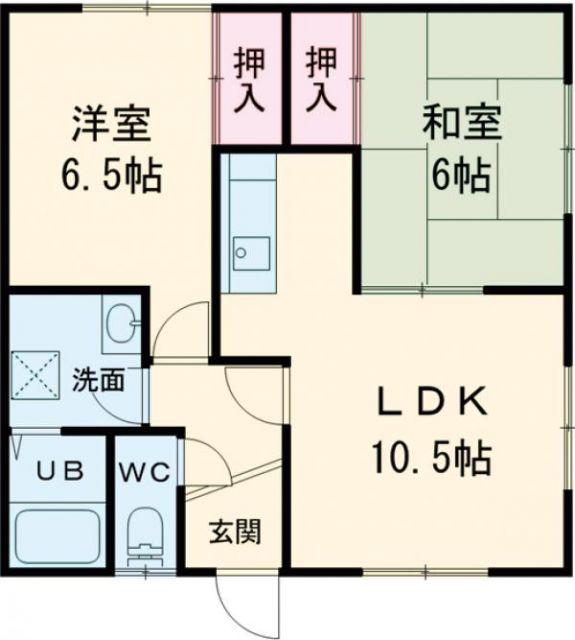 トレンディ美原(2LDK/2階)の間取り写真