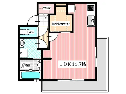 スクエアフォート(ワンルーム/1階)の間取り写真